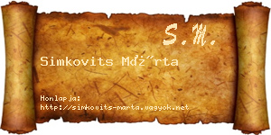Simkovits Márta névjegykártya